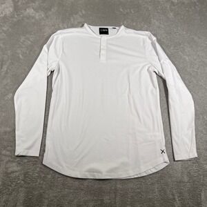 Cuts Clothing Long Sleeve Henley Men's Small White Curve-Hem Cotton